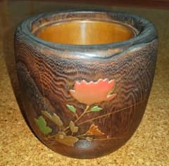桐製 手炙り蒔絵入り小型火鉢 - メルカリ