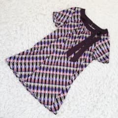 Courreges 크레주(38 M상당) 반소매 튜닉 기하학 무늬 선명한