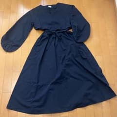 【未使用】アーバンリサーチドアーズ 切り替えワンピース 長袖 ネイビー ロングのサムネイル