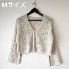 GU レーシークロップドカーディガンアイボリー 長袖のサムネイル