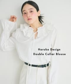 【美品】BASEMENT online フリル襟 ダブルカラーブラウス 白のサムネイル