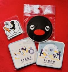 【即購入OK】おまけ付きピングー45周年限定アクリルコースター＆ステッカーセットのサムネイル