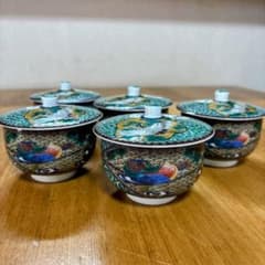 九谷焼 星峯窯 古九谷絵変わり 蓋付湯呑み揃 蓋付湯呑み 湯飲み5