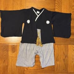 【着画あり】【セット売り可】袴風 ロンパース 80cm ベビー着物 お食い初め