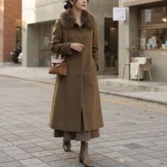 美品カシミヤ 100% ロングコート SAGA FOX ブルーフォックス ファー 