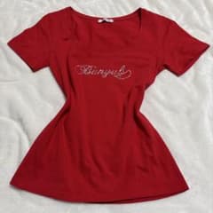 BANYULS 半袖 Tシャツ レッド ラインストーン 平成ギャル y2kのサムネイル