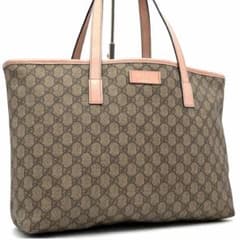 正規品 グッチ トートバッグ GG スプリーム ロゴプレート 肩掛け A4可