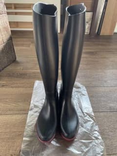 【美品】レインブーツ 長靴 ブラック×レッド 24.0cmのサムネイル