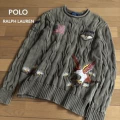 POLO RALPH LAUREN コットンケーブルニット 刺繍 エンブレム - メルカリ
