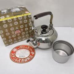 玉虎堂製作所(MARUTAMA) 昭和レトロ シルバー系 ティーセット4点セット マルタマ 18-8 ステンレス 製ケトル 茶こし付き0.7ℓ玉虎堂製作所