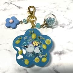 6958☆ シマエナガ シェイカー キーホルダー レジン ハンドメイド