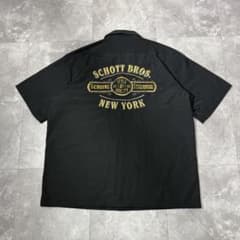 美品】Schott EMB TC WORK SHIRT 2XL 黒 開襟 半袖 - メルカリ