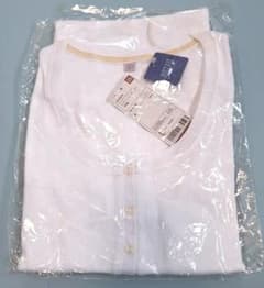 ホワイト 半袖 ジャストフィットヘンリーネックTシャツLのサムネイル