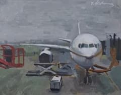 #46 油絵 ペインティング 原画「空を待つひととき」【140×180㎜】 46 油絵 ペインティング 原画「空を待つひととき」【140×180