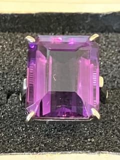 ヴィンテージ】k14ホワイトゴールドアメジストカットリング - メルカリ