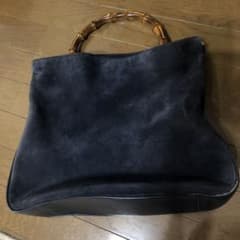 【タナメル様専用】GUCCIグッチ　バンブーバック　スェード　紺のサムネイル