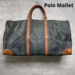 美品 Polo mallet PVC チェック柄 金ロック ボストンm307 ポロ マレット Polo Mallet チェック柄 ボストンバッグ ヴィンテージ