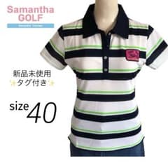 新品】サマンサタバサ ゴルフウェア ポロシャツ ボーダー ワッペン