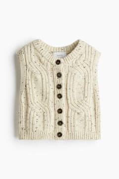 H&M EDITION ケーブルニットベスト ホワイト XSのサムネイル