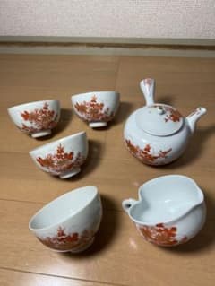 600 Kutani ware antique tea set (1 teapot, 1 tea cooler, 5 teacups) Unused antique art