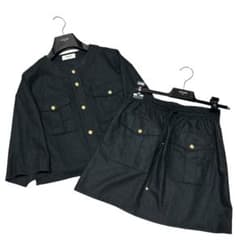 極美品 CELINE セットアップ カシミヤ ノーカラージャケット スカート