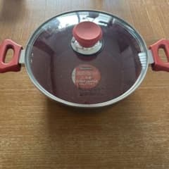 【新品未使用】FlavorStone 両手鍋 赤 　24cm　 IH可のサムネイル