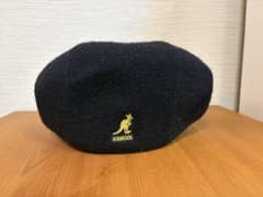 KANGOL 黒 ベレー帽 中央ボタン付きのサムネイル