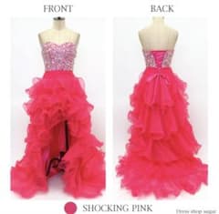 Dress shop sugar ビジュー付フリルドレス ショッキングピンクのサムネイル