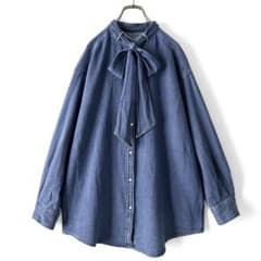 美品 フリークスストア デニムボウタイブラウス ゆったり - メルカリ