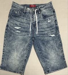 GUESS デニムショートパンツ ダメージ加工 ブルー US30サイズのサムネイル