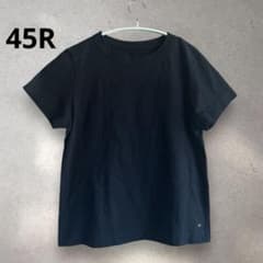 45R 天竺コットン クルーネック チビTシャツ R刺繍 ブラック サイズ3 45R 天竺コットン クルーネック チビTシャツ R刺繍 ブラック サイズ3