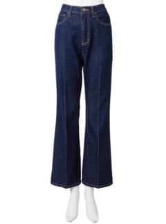 ハイウエスト配色ステッチセンタープレスフレアデニムパンツ[cu288]のサムネイル