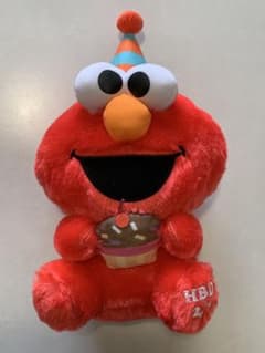 エルモ ぬいぐるみ 誕生日帽子付き