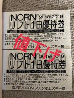 ノルン水上スキー場 リフト1日券優待券2枚セットペアのサムネイル