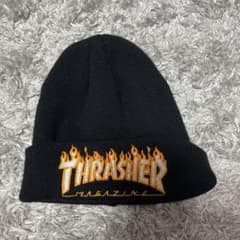 THRASHER ニット帽 ビーニー ブラックのサムネイル