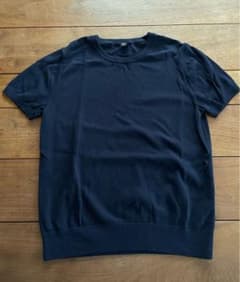 UNIQLO 半袖 クルーネック ニット ネイビー Mのサムネイル