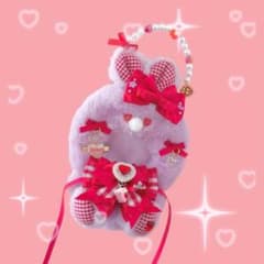 ギンガム♡うさぎ♡ちびぐるみ♡おすわりぬい服(パステルパープル)のサムネイル
