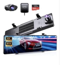 ドライブレコーダー ミラー型 4K 高画質　GPS機能搭載　64GBSDカード 楽天市場】ドライブレコーダー ミラー型 4K 2160P 高画質 前後