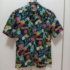 【美品】 Blue Hawaii アロハシャツ 半袖 黒 ハイビスカス Sのサムネイル