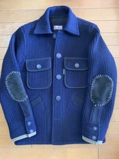 【定価6万】 BLUEBLUE ニットブルゾン 3 紺色 ハリラン Lのサムネイル