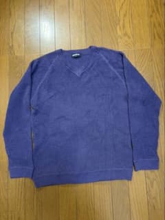 OLDUNIQLO ワッフルニット Vネック パープル Sのサムネイル