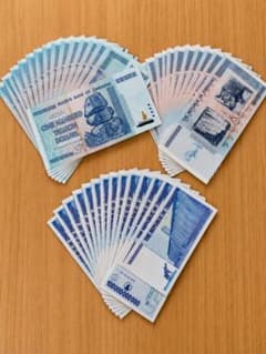 ジンバブエ紙幣 45枚セット100兆ドル・1000億ドル・100京ドル 各15枚 ジンバブエ紙幣 45枚セット100兆ドル・1000億ドル・100京ドル 各15枚