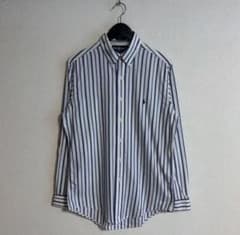 90S RALPHLAUREN コットンストライプワンポイントシャツ 古着のサムネイル
