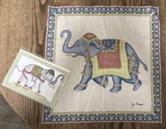 【未使用/タイ購入】ジムトンプソン 大判ハンカチ＆カードセット 象モチーフのサムネイル