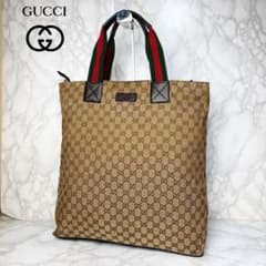 041 美品 GUCCI シェリーライン ハンドバッグ 大容量 GG柄 ow5 - メルカリ