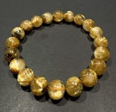 【鑑別書付き】ゴールドルチルクォーツ ブレスレット 10mm 内径17cm 金運 鑑別書付き】ゴールドルチルクォーツ ブレスレット 10mm 内径17cm 金運
