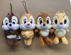 칩과 데일 디즈니 봉제인형 마스코트 키홀더 4개 세트