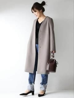 Spick & Span ◆ニュアンスメルトンVネックカラーコート◆のサムネイル
