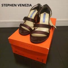 STEPHEN サテン地 アンクルストラップ サンダル 濃茶 35サイズのサムネイル