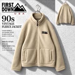 90s FIRST DOWN USA 양털 재킷 아이보리 LL